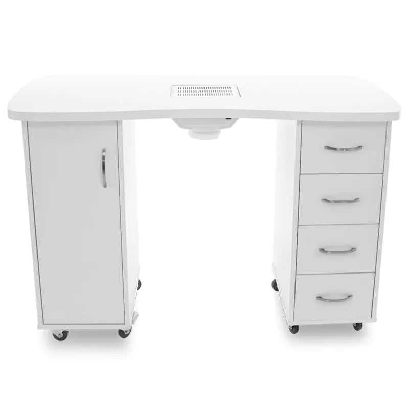 Nail Table 2027 White with Two Cabinets and Dust Collector