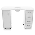 Nail Table 2027 White with Two Cabinets and Dust Collector