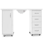 Nail Table 2027 White with Two Cabinets and Dust Collector