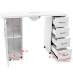 Nail Table 2027 White with Two Cabinets and Dust Collector