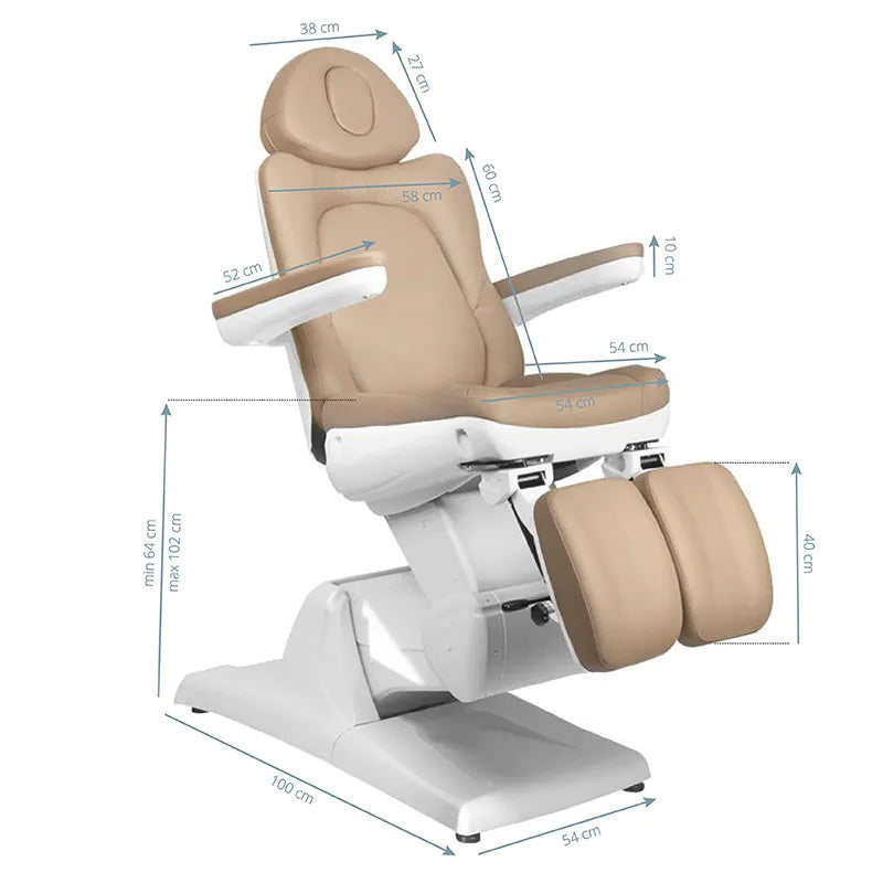 Azzurro 870S Elektrisk Fotvårdsstol – 3 Motorer, Cappuccino
