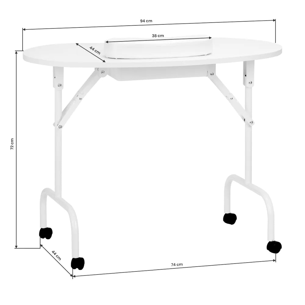 Foldable Nail Table 4031 White with Bag - Portable Manicure Table
