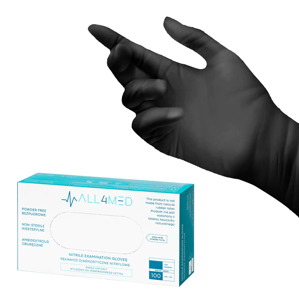 All4med Nitrilhandskar Engångs Svarta – 100-pack L