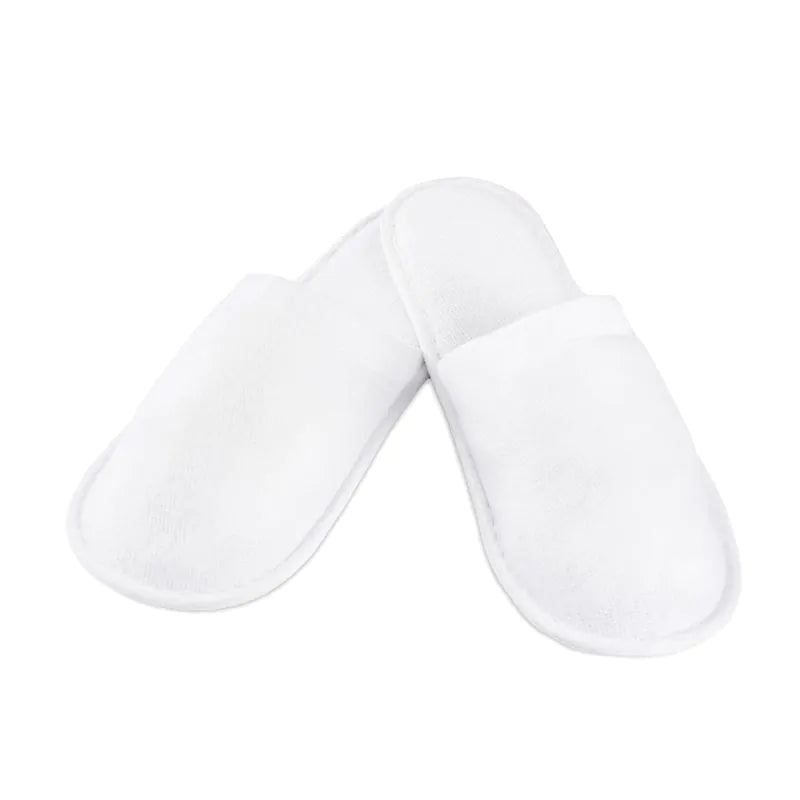 Helvita Frotté tofflor 10-pack halkfria