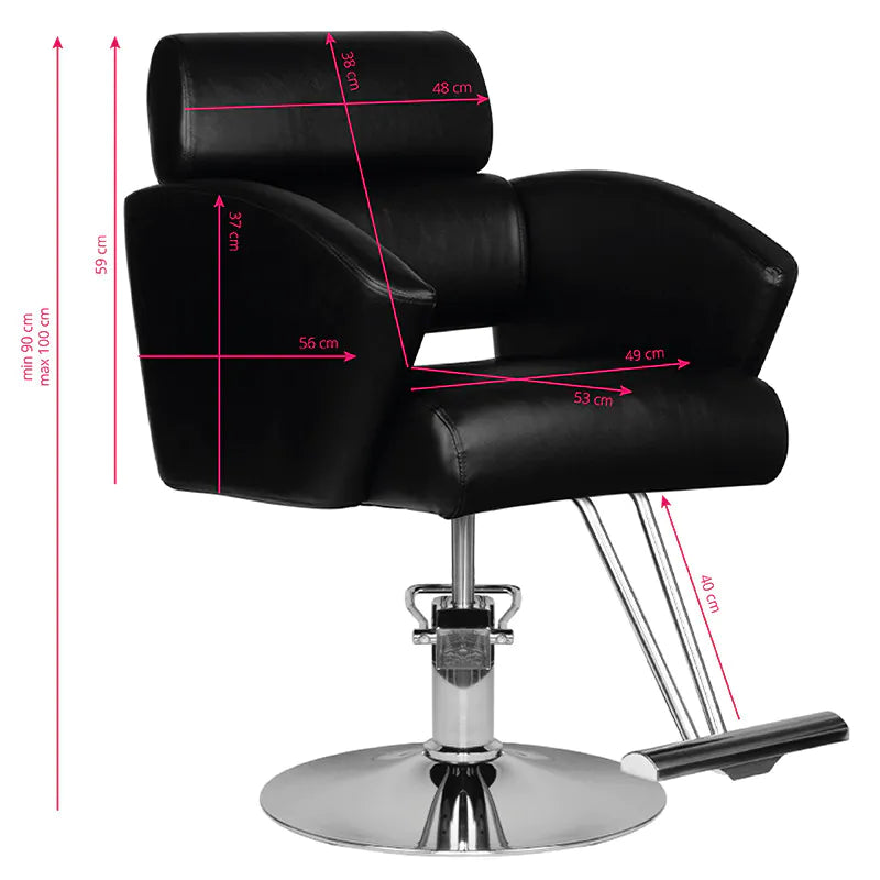 Hair System HS02 Frisörstol Svart – Eko-läder & Krombas