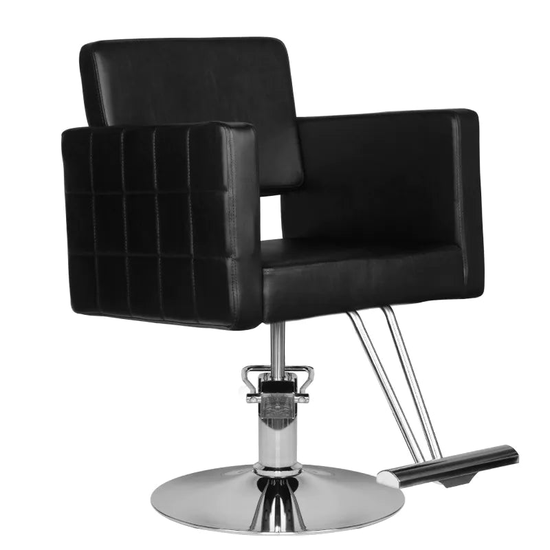 Hair System HS33 Frisörstol Svart – Eko-läder & Krombas