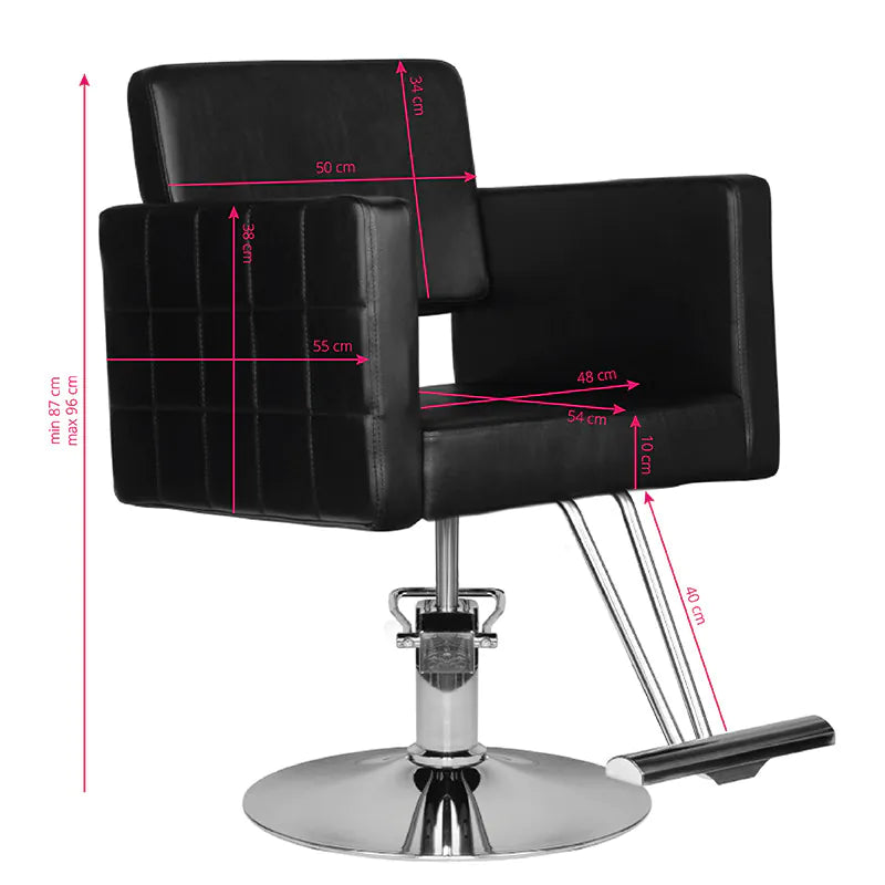 Hair System HS33 Frisörstol Svart – Eko-läder & Krombas