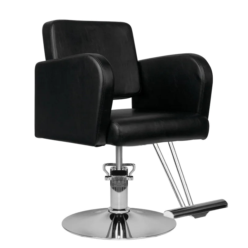 Hair System HS92 Frisörstol Svart – Eko-läder & Krombas
