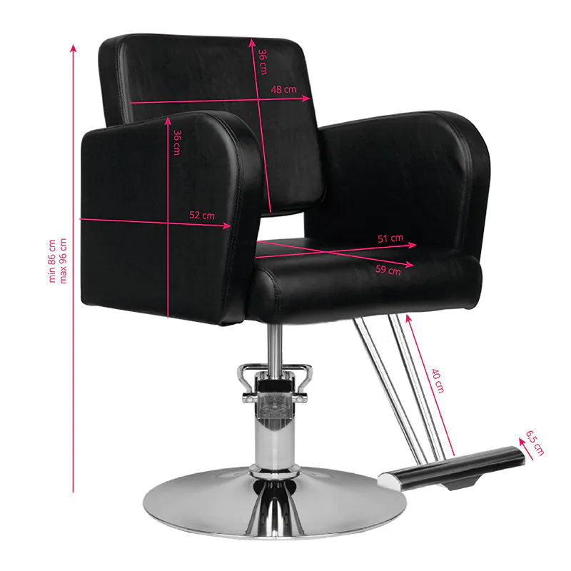 Hair System HS92 Frisörstol Svart – Eko-läder & Krombas