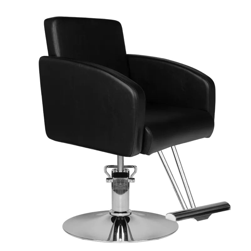 Hair System HS40 Frisörstol Svart – Eko-läder & Krombas