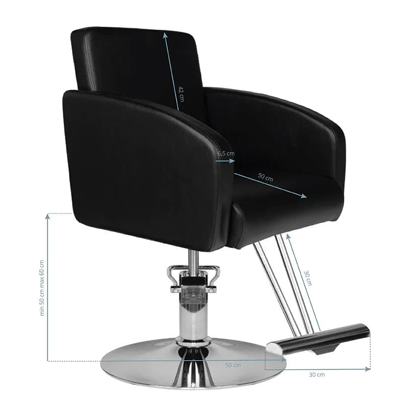 Hair System HS40 Frisörstol Svart – Eko-läder & Krombas