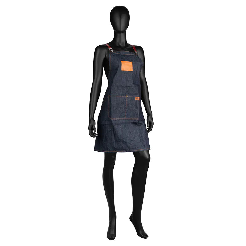 Frisörförkläde BB-16 – Denim med Konstläderinlägg