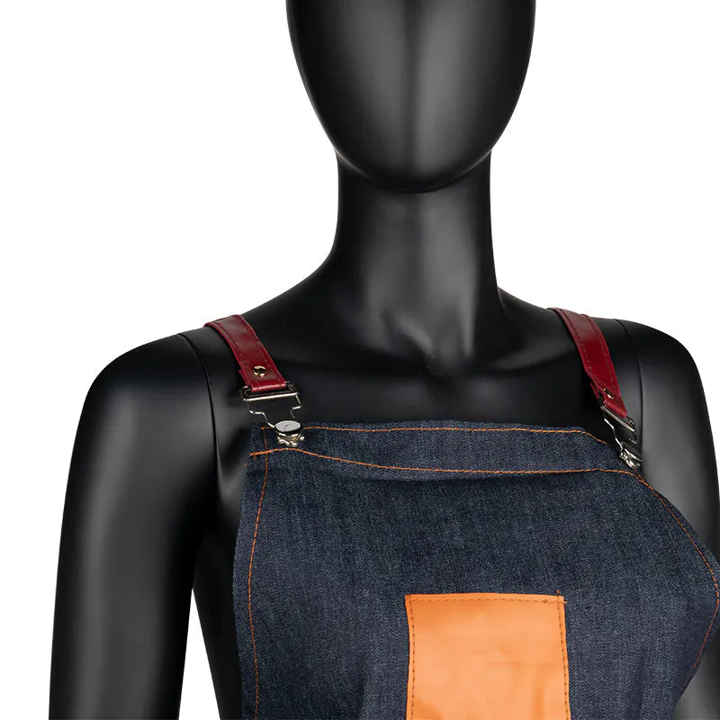 Frisörförkläde BB-16 – Denim med Konstläderinlägg