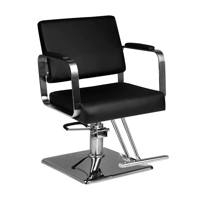Hair System HS202 Frisörstol Svart – Eko-läder & Krombas