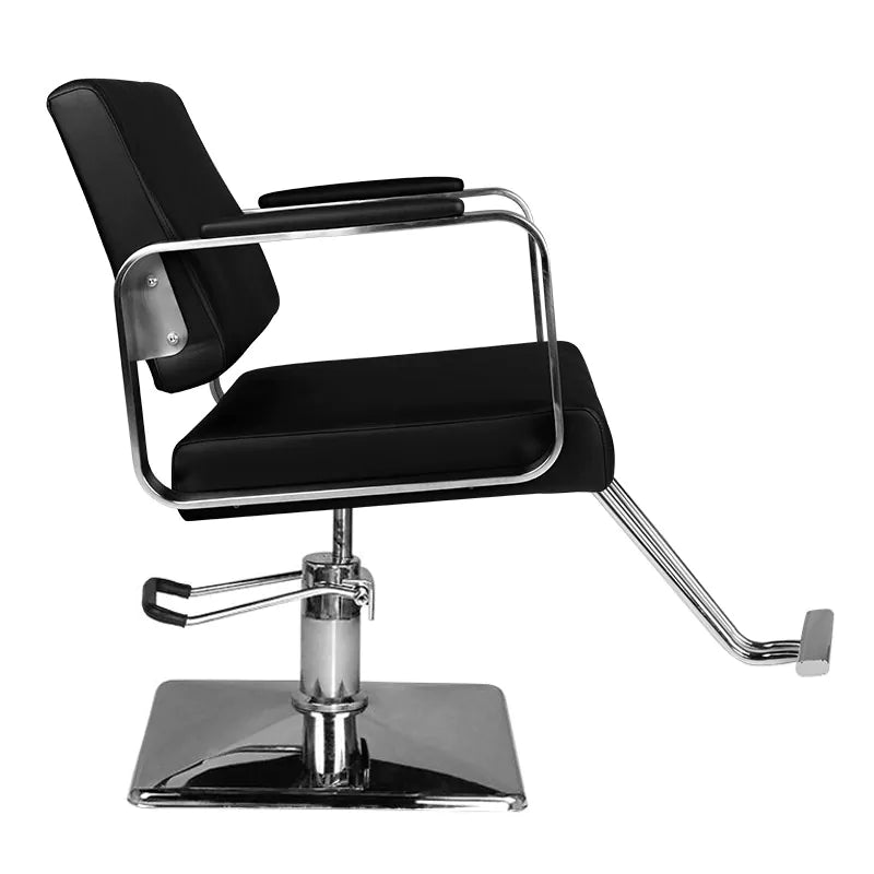 Hair System HS202 Frisörstol Svart – Eko-läder & Krombas