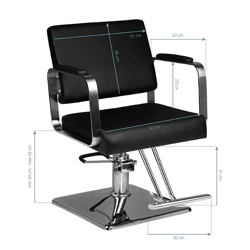Hair System HS202 Frisörstol Svart – Eko-läder & Krombas
