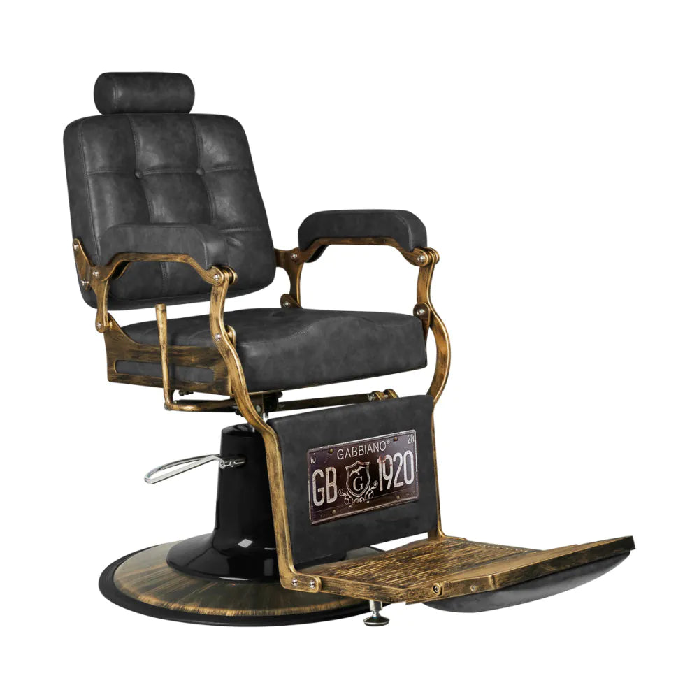 Gabbiano Boss "Old Leather" Barberstol – Retrostil med Mässingsdetaljer