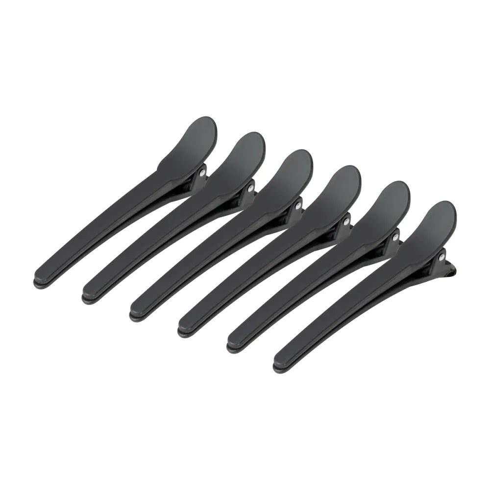 Frisörklämmor E-17 – 6 st, 10,5 cm, Svarta