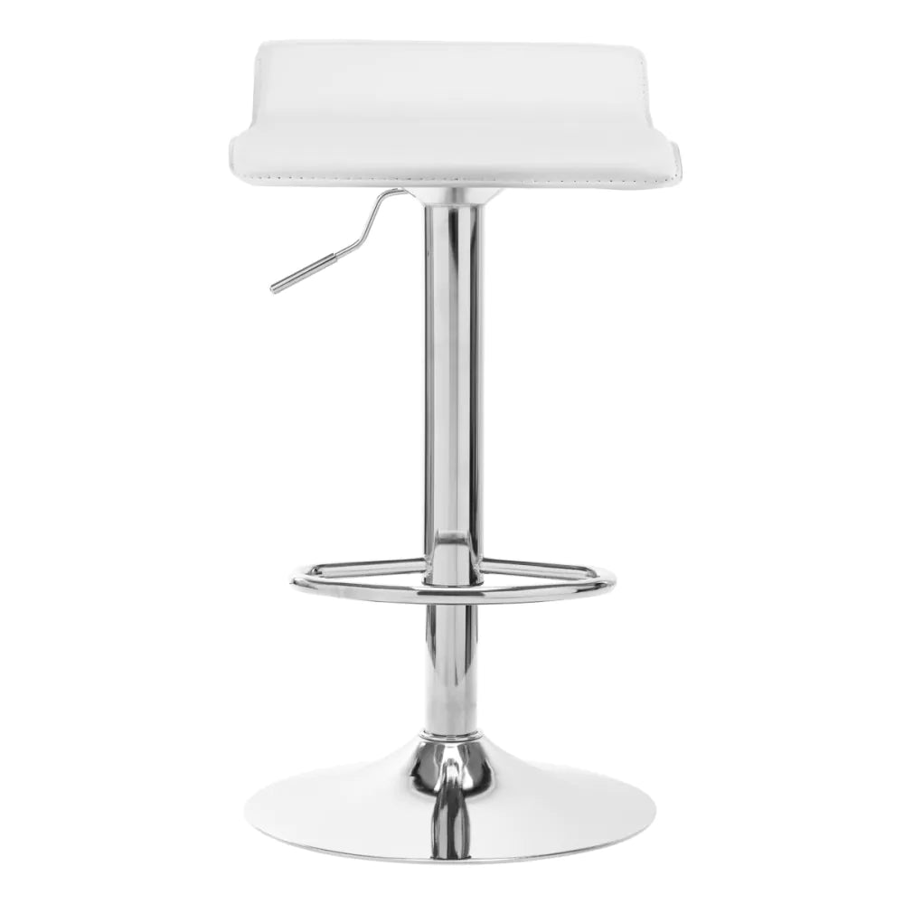 Barstol QS-B08 Vit – Ekoläder, Gaslyft & 360° Rotation
