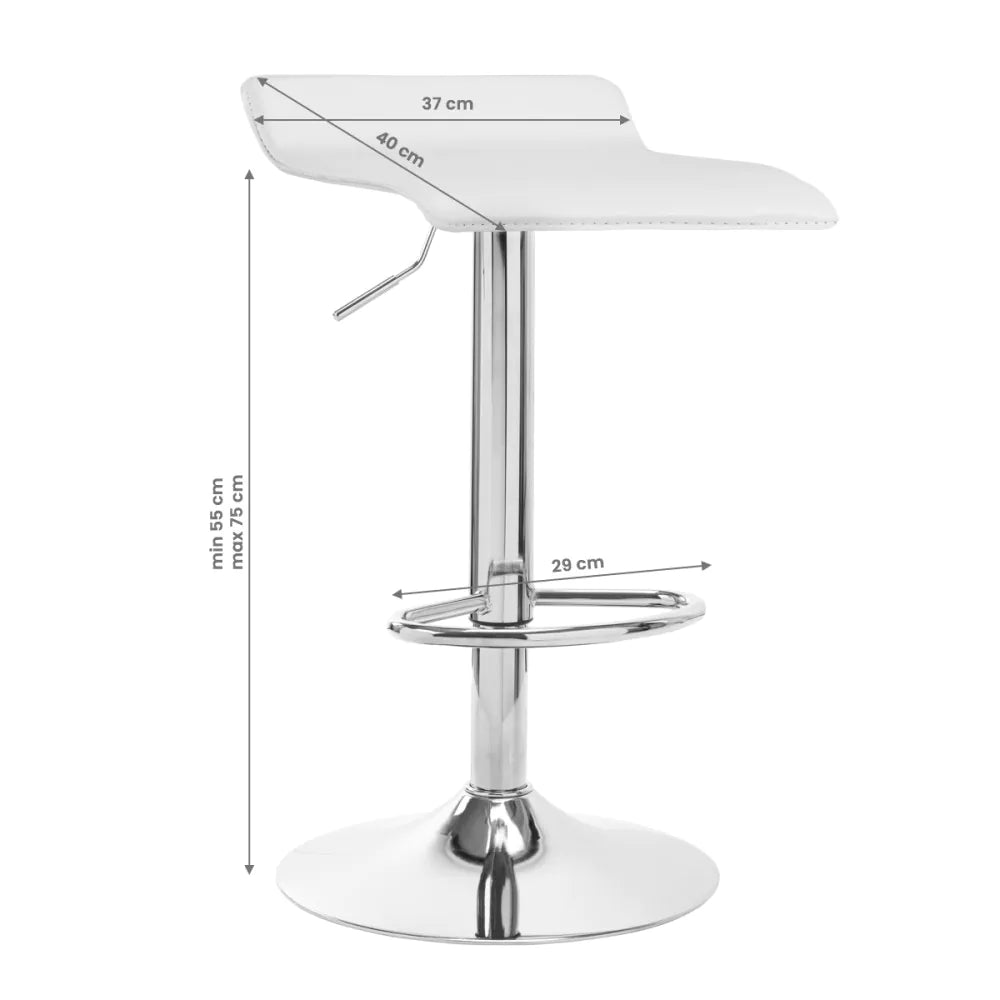 Barstol QS-B08 Vit – Ekoläder, Gaslyft & 360° Rotation