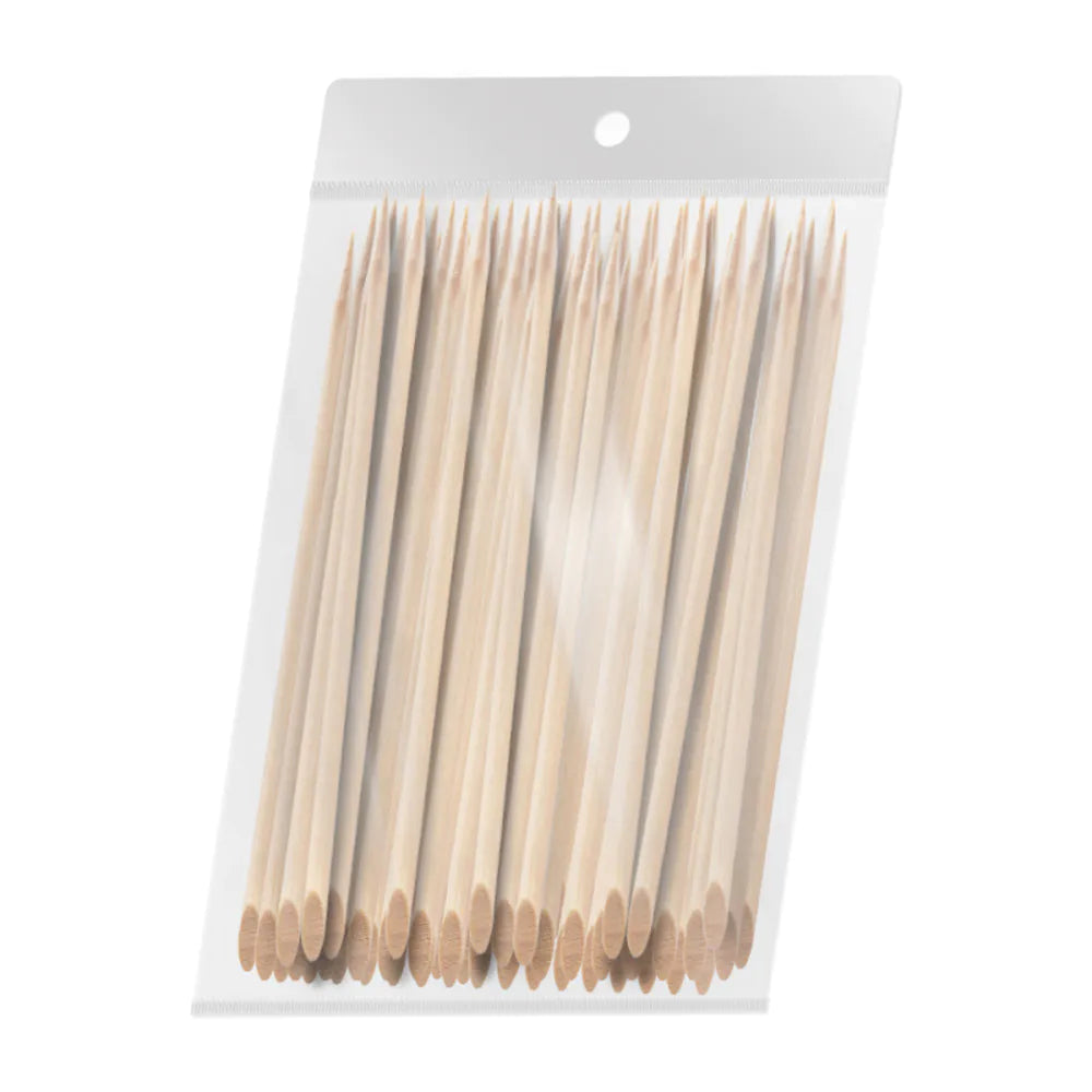 Nagelbandspinnar i Trä 100-pack – 15 cm Manikyr & Pedikyr