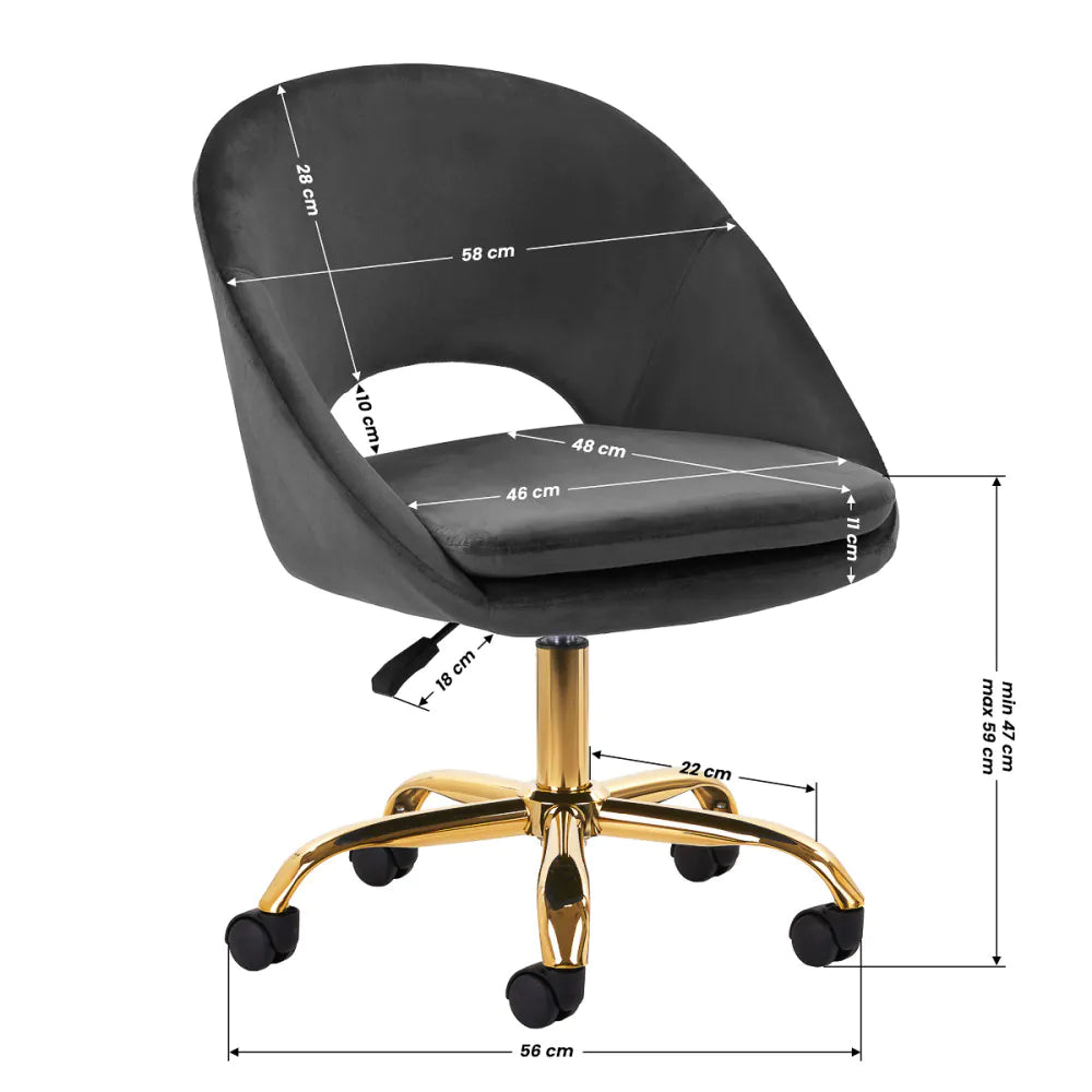 4Rico Snurrstol QS-MF18G – Sammetsstol med Gaslyft och Hjul
