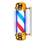 Barberlampa Barbershop BB-02 Guld – Stor Roterande Skyltlampa med Belysning