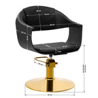 Frisörstol Gabbiano A364 – Hydraulisk lyft & guldfärgad bas