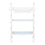Basic 121 Cosmetics Table White – Salon Trolley with Glass Shelves
