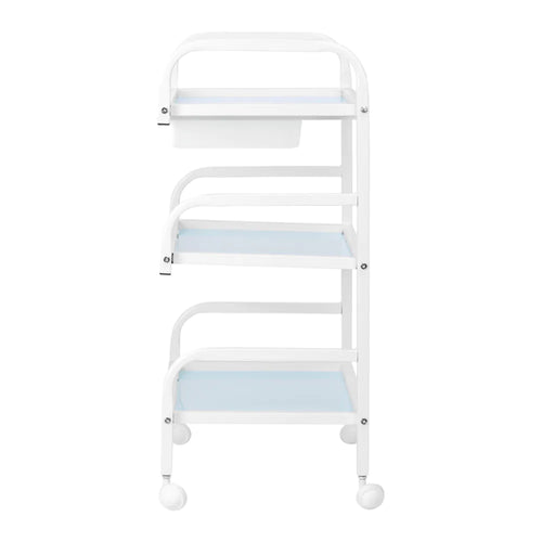 Basic 121 Kosmetikbord Vit – Salongsrullvagn med Glashyllor