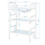 Basic 121 Cosmetics Table White – Salon Trolley with Glass Shelves