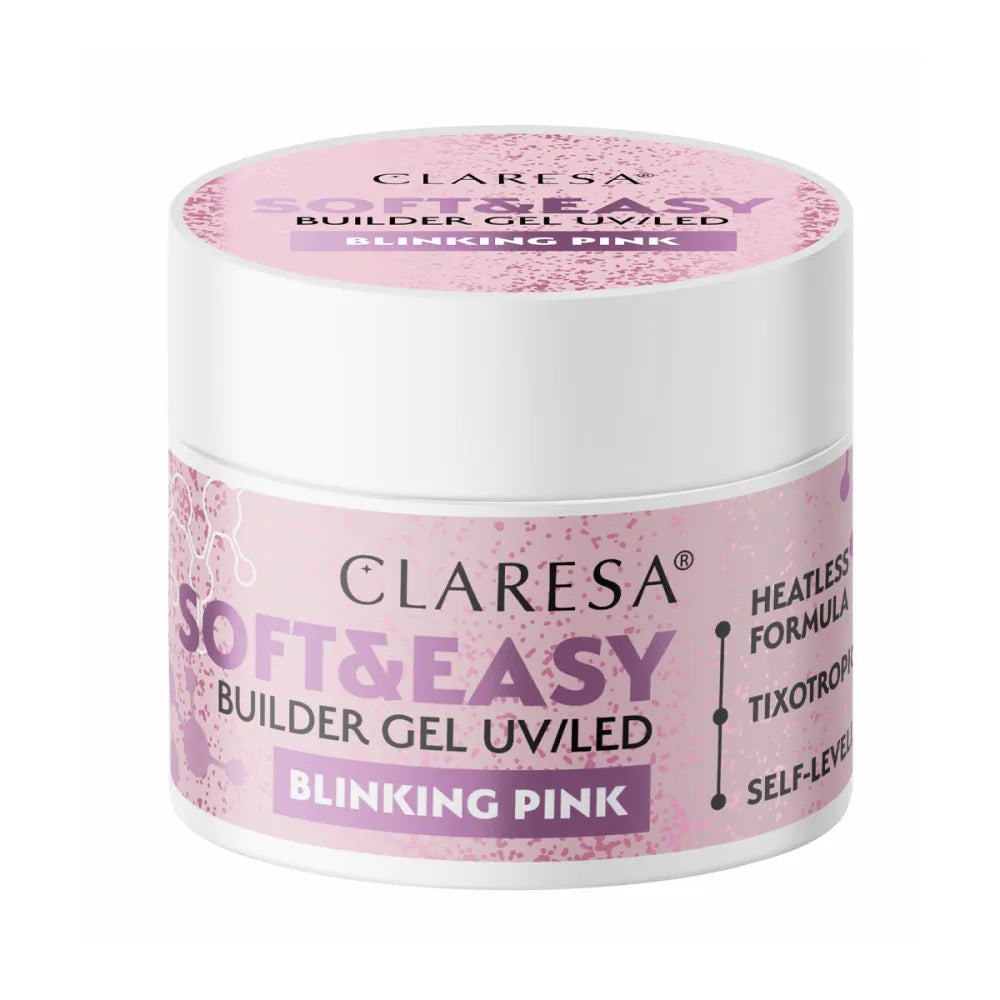 Claresa Soft&Easy buildergel  rosa med skimmer 12 g