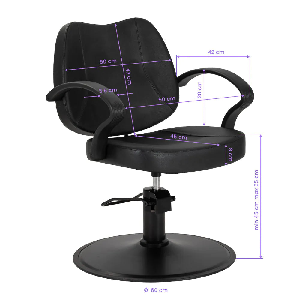 Hair System Borneo Svart Frisörstol – Hydraulisk & Minimalistisk