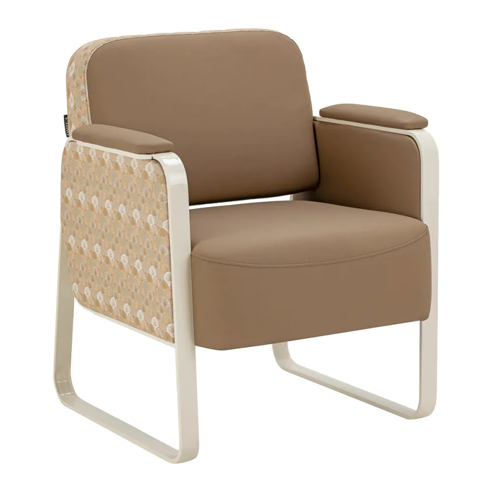Fåtölj Omega Grandeur – Beige Konstläder & Art Deco-design