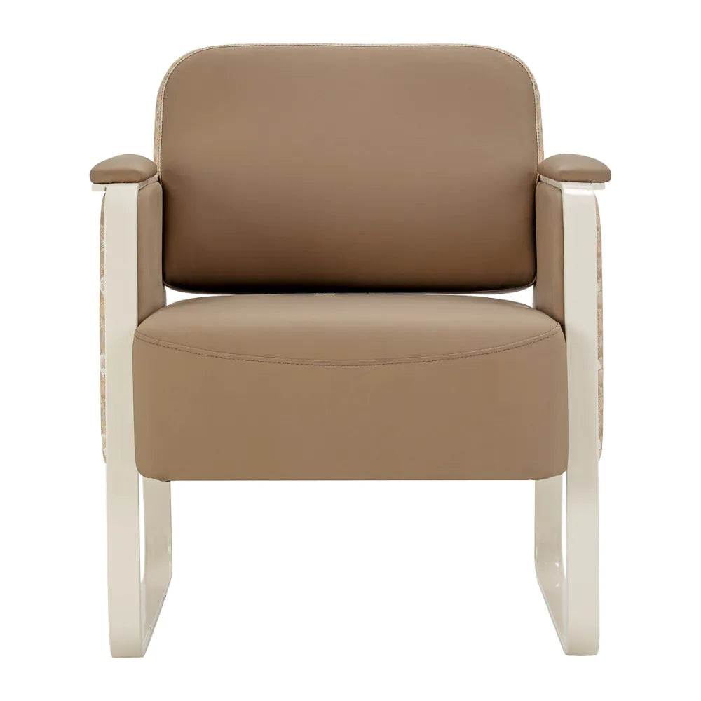 Fåtölj Omega Grandeur – Beige Konstläder & Art Deco-design