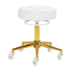 Gabbiano White & Gold Hairdresser Stool - Professional Salon Stool with Gas Lift