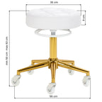 Gabbiano White & Gold Hairdresser Stool - Professional Salon Stool with Gas Lift