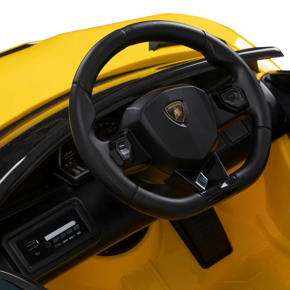Gabbiano Lamborghini Barnfrisörstol – Gul Sportbil med Ljud, Ljus & Bluetooth