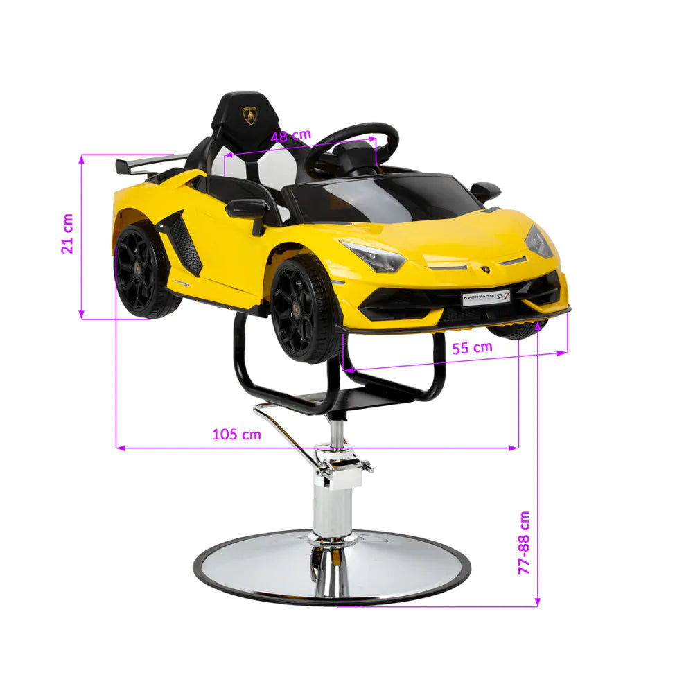 Gabbiano Lamborghini Barnfrisörstol – Gul Sportbil med Ljud, Ljus & Bluetooth