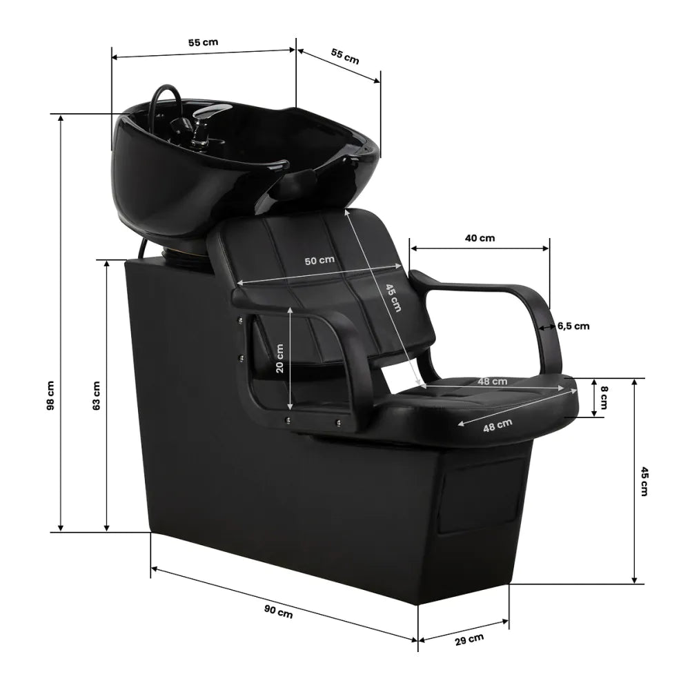 Hair System Komodo Schamponeringstol – Svart