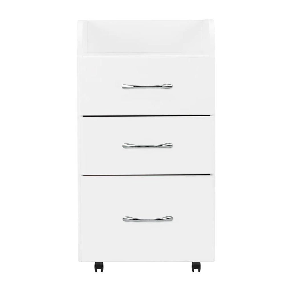 Professional White Combi Cabinet - Rolling Cart with Drawers for Pedicure and Salon