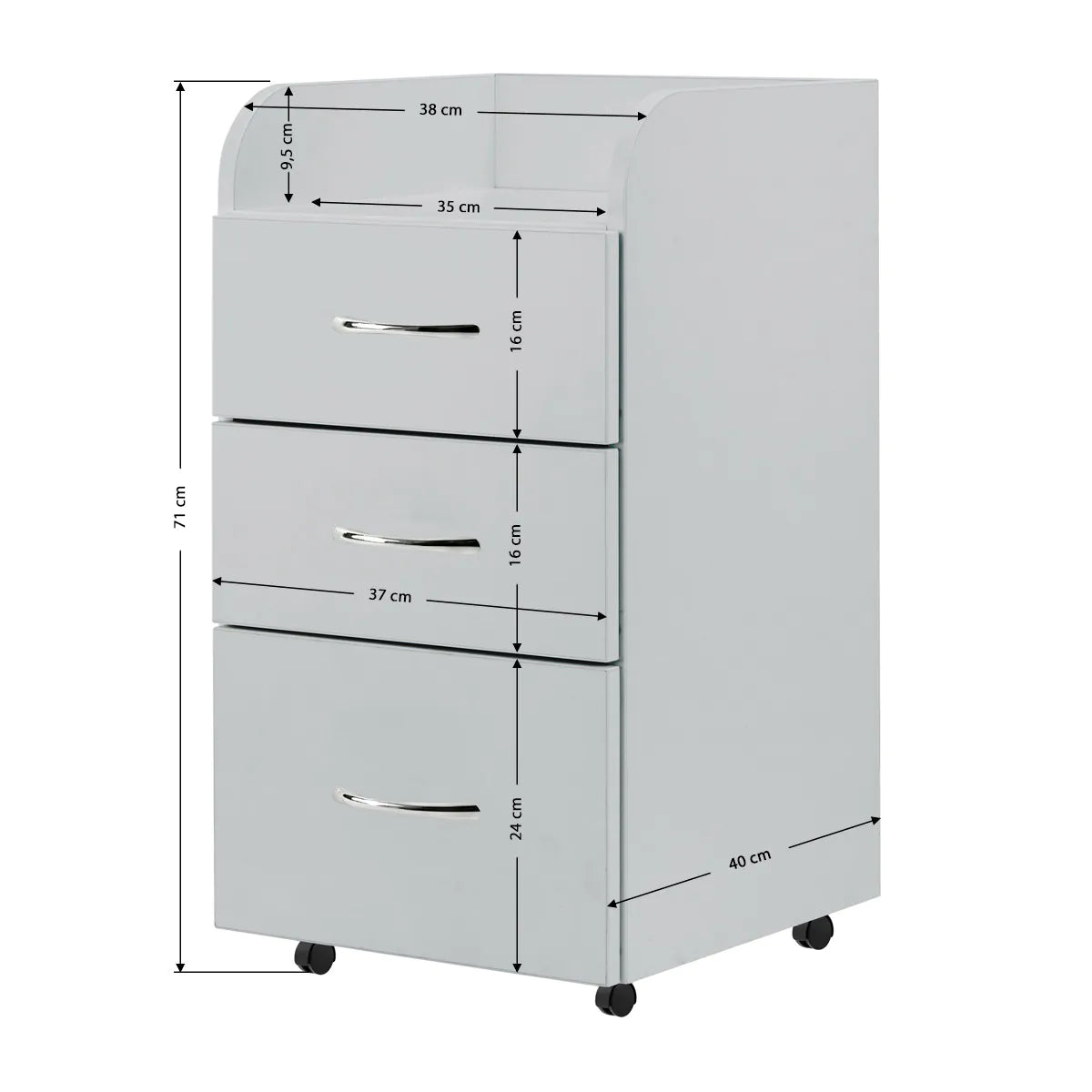 Professional Combi Cabinet Grey - Trolley with Drawers for Foot Care and Salon
