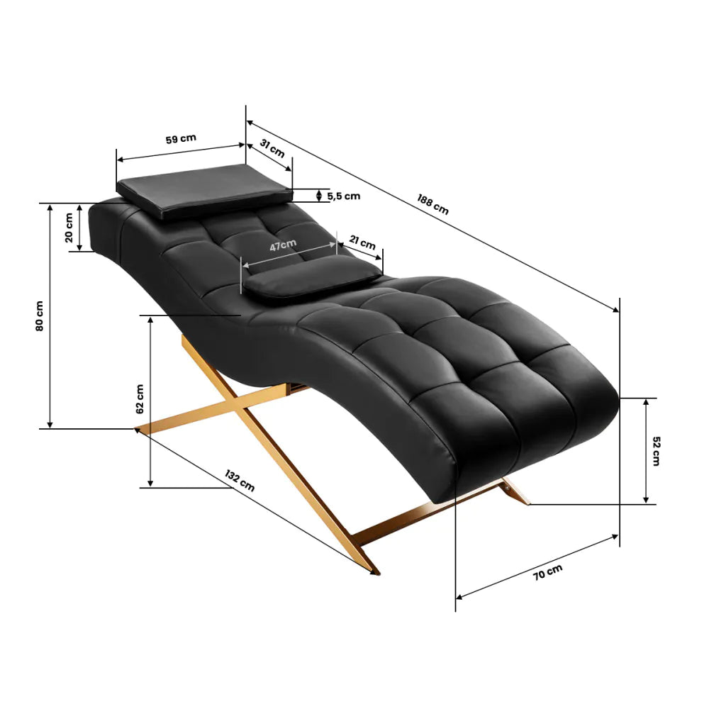 Sillon Alba behandlingssäng svart med mässing bas