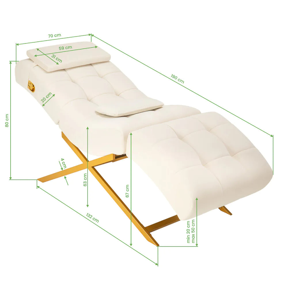 Sillon Umbra behandlingssäng vit med mässing bas