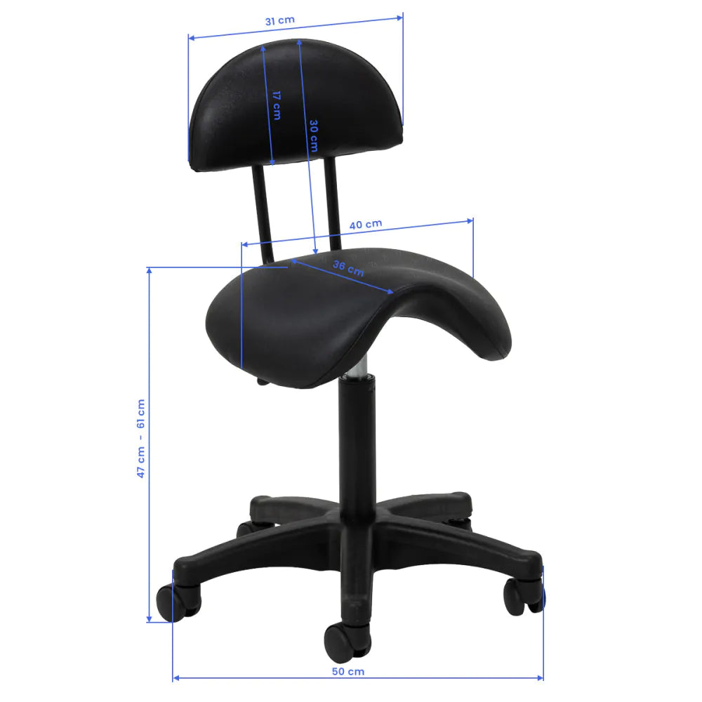 Ergonomisk Sadelstol med ryggstöd Svart 6001