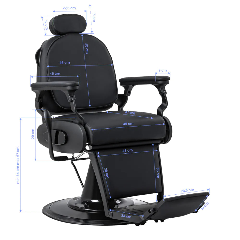 Barberstol Francesco med massagefunktion, svart