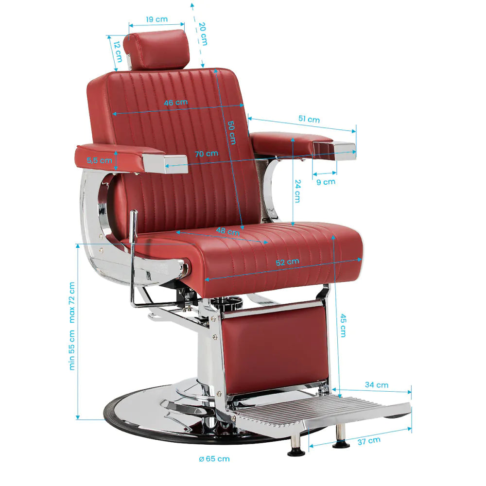 Gabbiano Visionerio Barberstol röd med kromram – hydraulisk