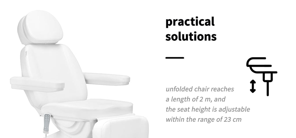 Sillon Classic v2 elektrisk kosmetikstol, 3 motorer med värme, vit