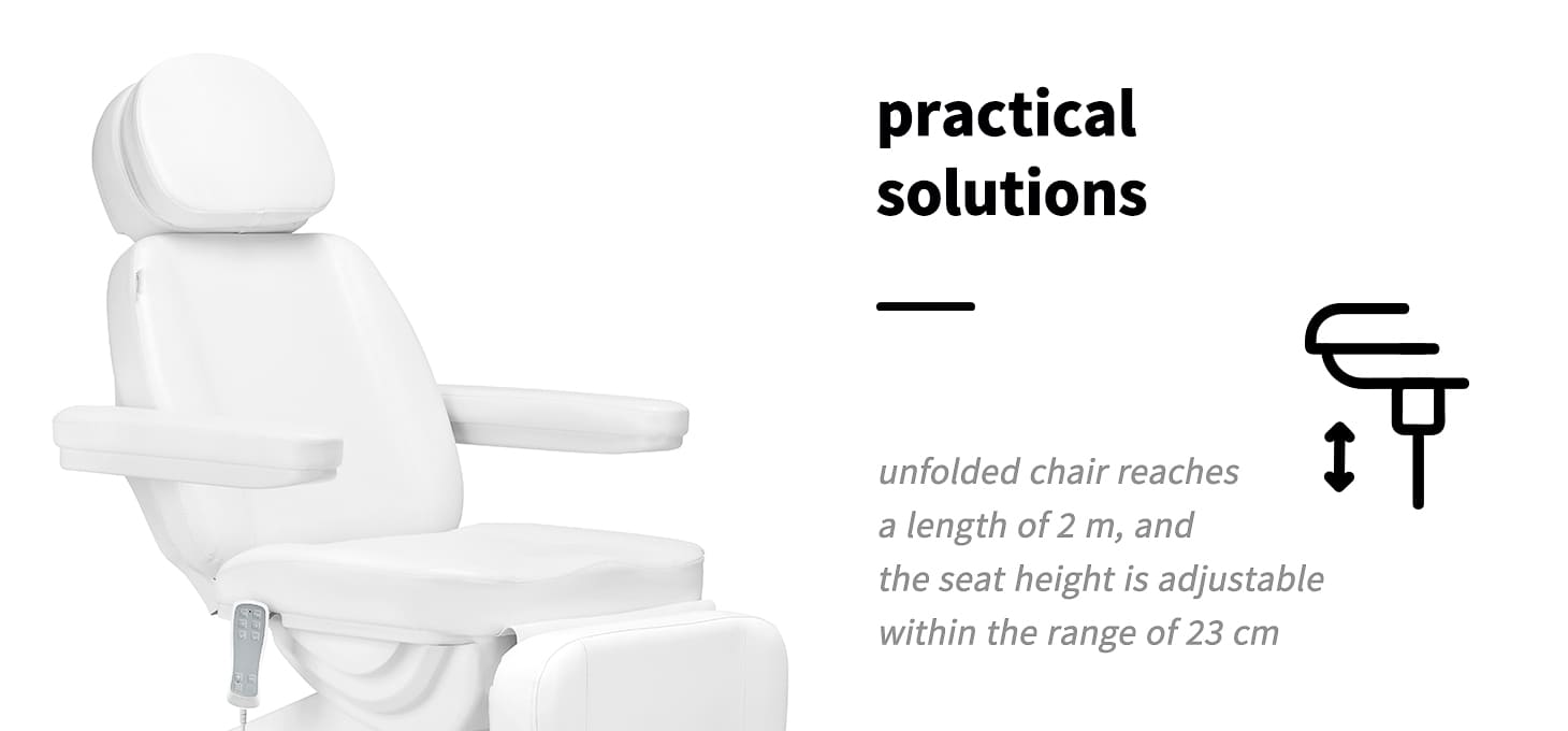 Sillon Classic v2 elektrisk kosmetikstol, 3 motorer med värme, vit